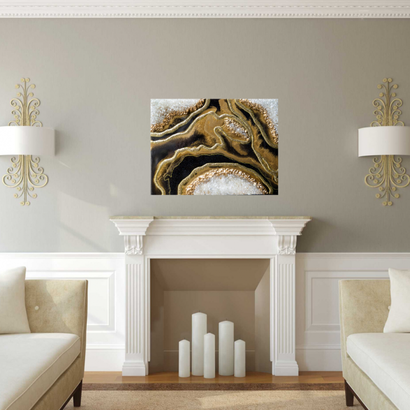 Black and Gold Resin Luxurious Geode Wall Artwork/Shelf Decor    $240