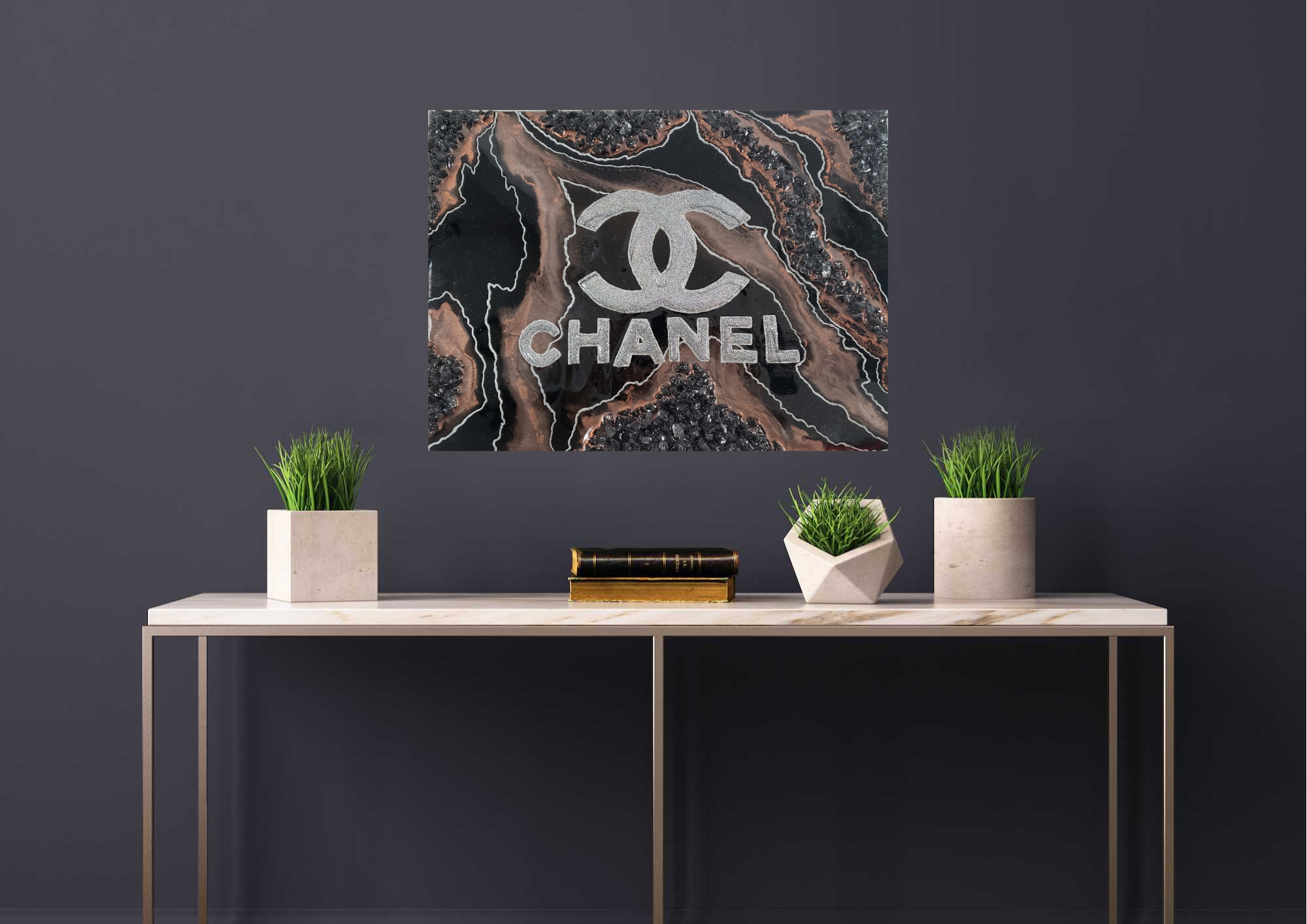 black white chanel wall decor