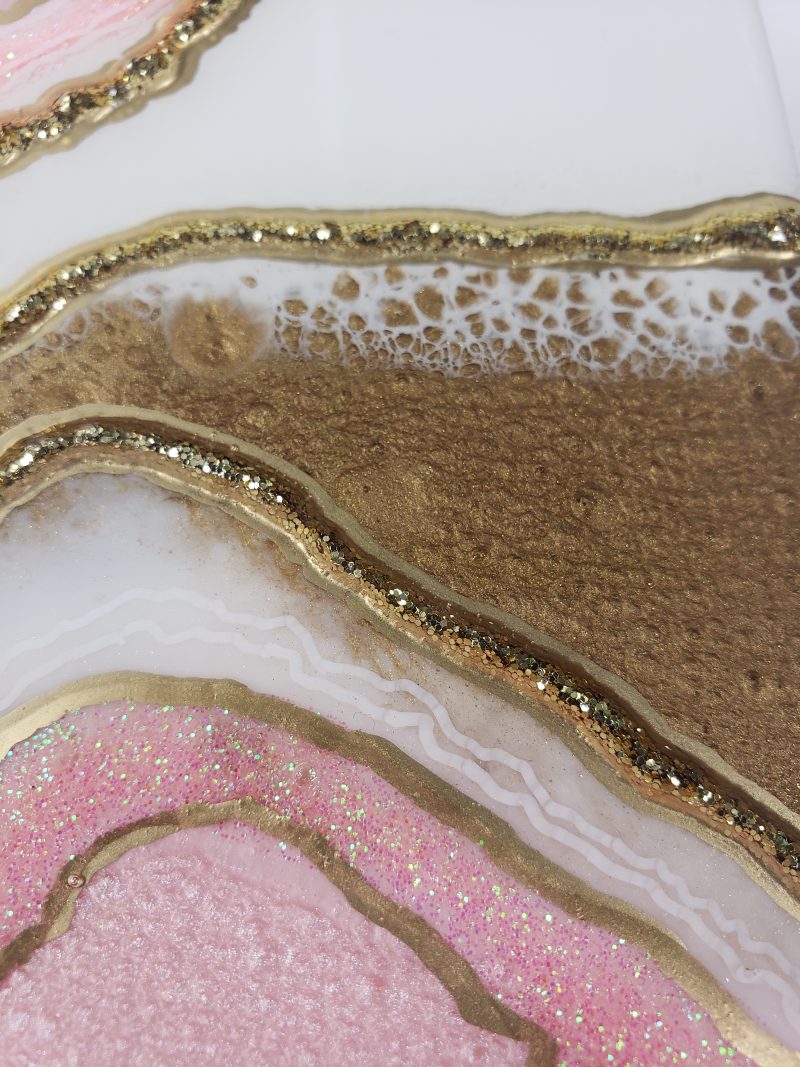 Pink White and Gold Geode Inspired Geode Wall/Shelf Decor           $190 - Image 5