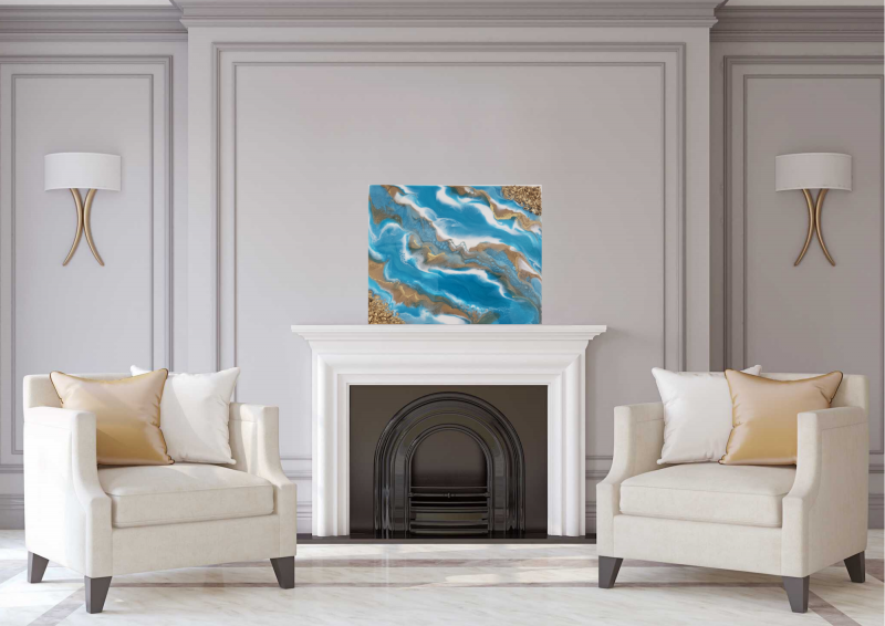 Blue Wavy Geode Wall Art 8x10"- Home Decor - Image 4