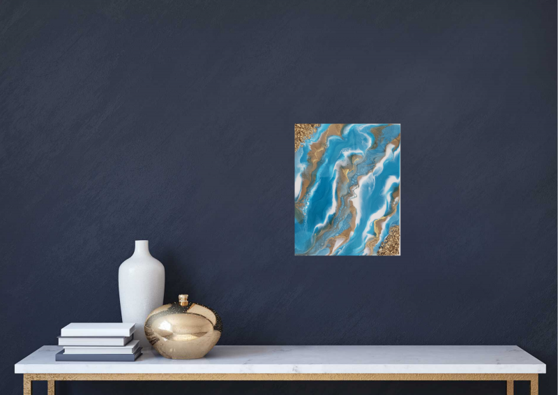 Blue Wavy Geode Wall Art 8x10"- Home Decor - Image 3