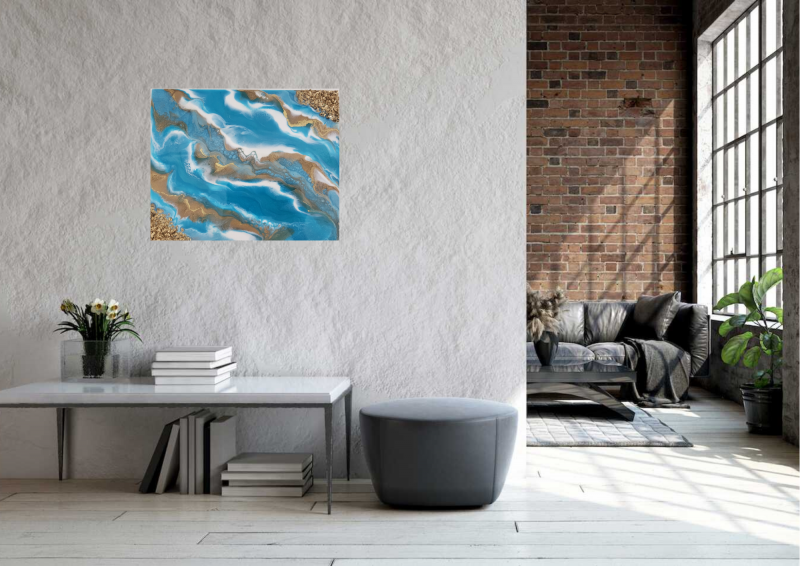 Blue Wavy Geode Wall Art 8x10"- Home Decor - Image 2