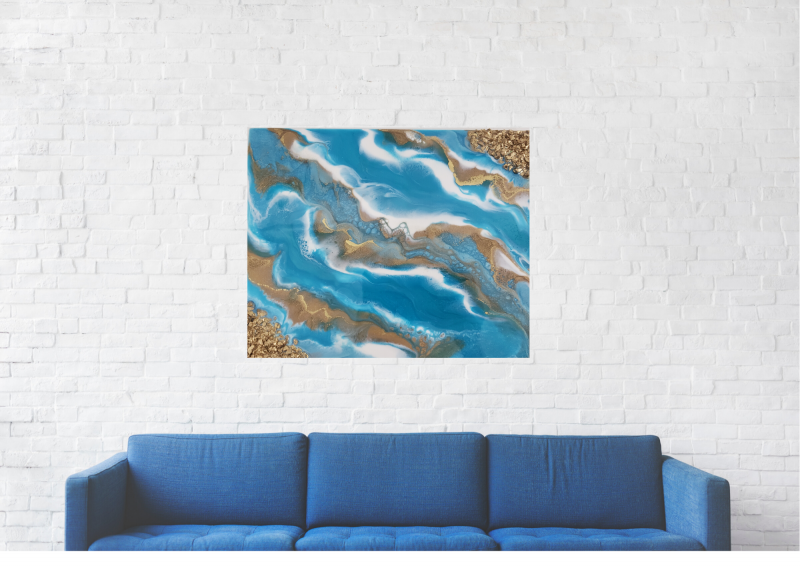 Blue Wavy Geode Wall Art 8x10"- Home Decor - Image 6