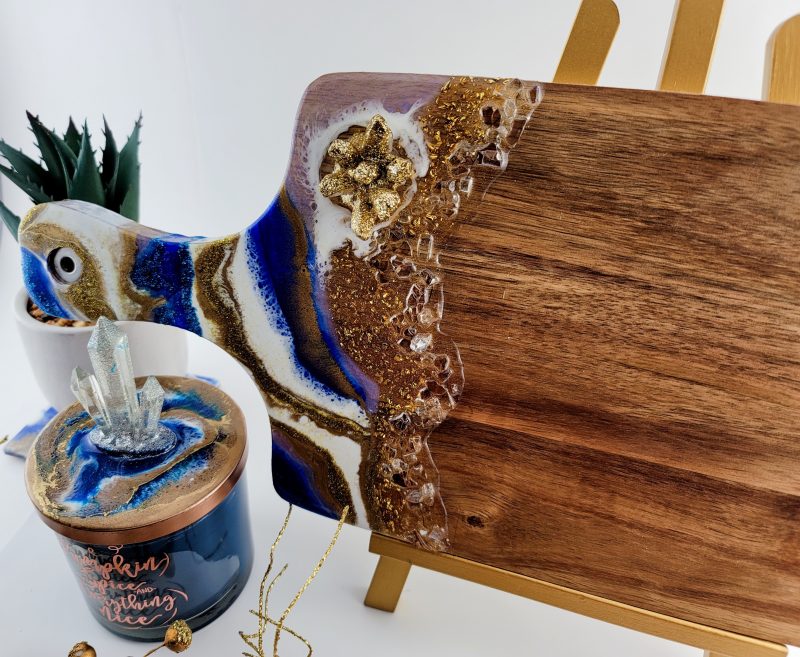 Geode Inspired Resin charcuterie board/ Cheese Board - Glam Home accents / Functional Art / Housewarming Gift / Kitchen décor - Image 4