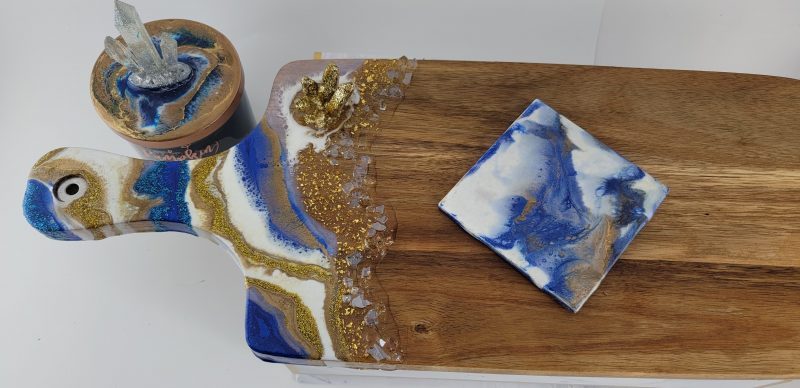 Geode Inspired Resin charcuterie board/ Cheese Board - Glam Home accents / Functional Art / Housewarming Gift / Kitchen décor - Image 3