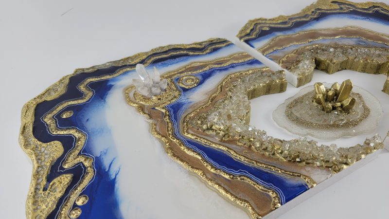 Blue and gold Geode Wall Art Diptych (2 Pieces) - Image 2