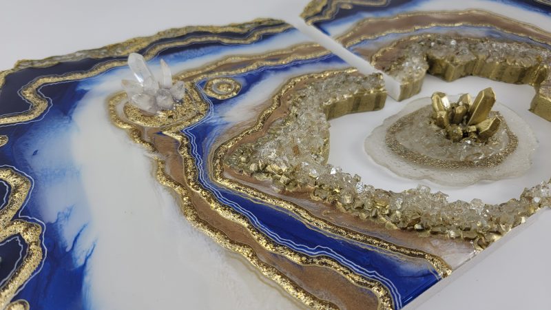 Blue and gold Geode Wall Art Diptych (2 Pieces) - Image 7