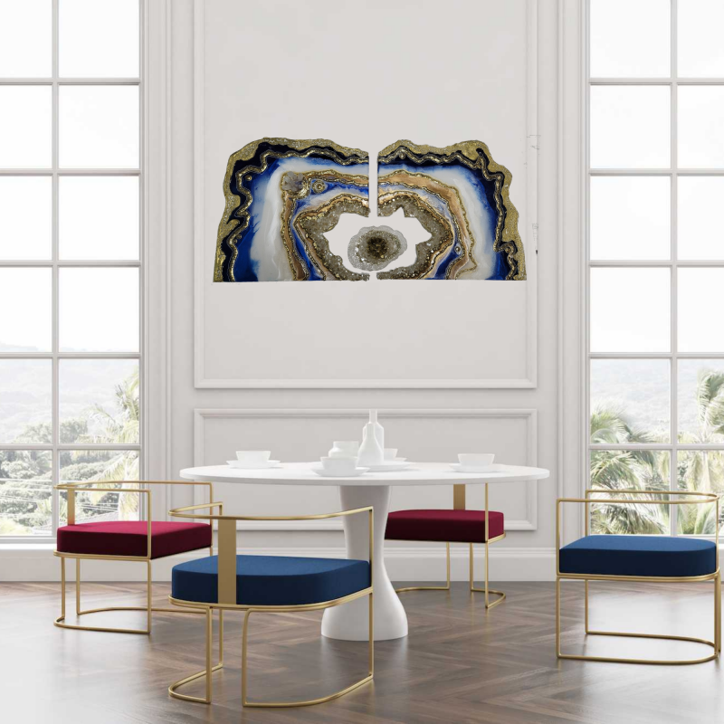Blue and gold Geode Wall Art Diptych (2 Pieces) - Image 5