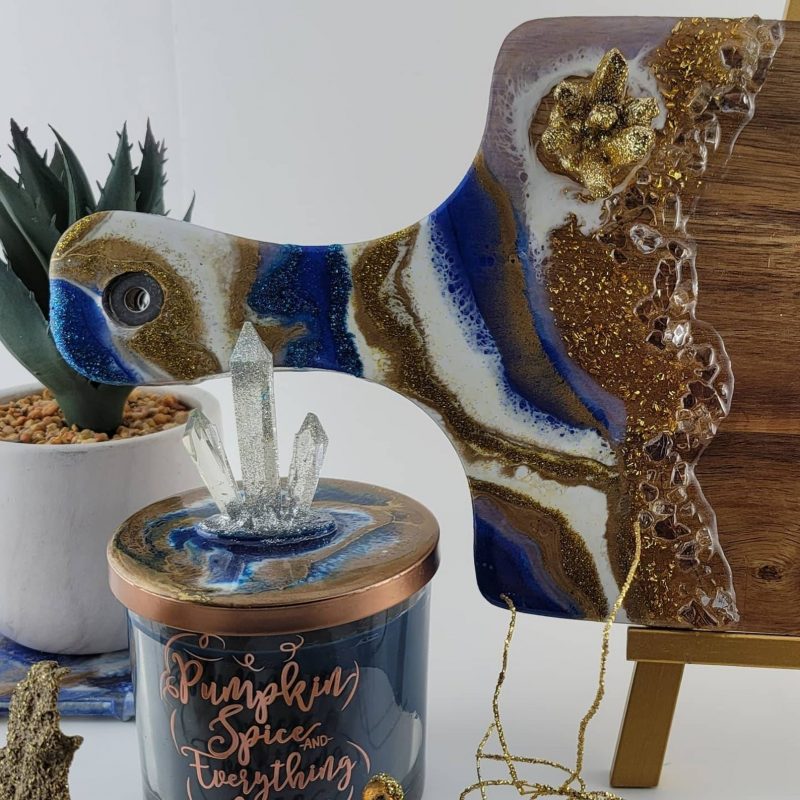 Geode Inspired Resin charcuterie board/ Cheese Board - Glam Home accents / Functional Art / Housewarming Gift / Kitchen décor