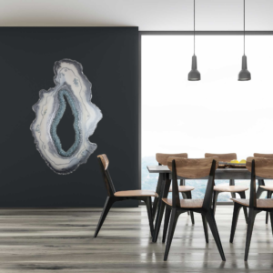 Large Resin Geode Wall Art in White and Silver