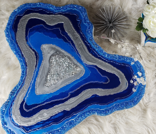 Custom Resin Geode Table Top/ Side Table / End Table / Coffee Table  - $400
