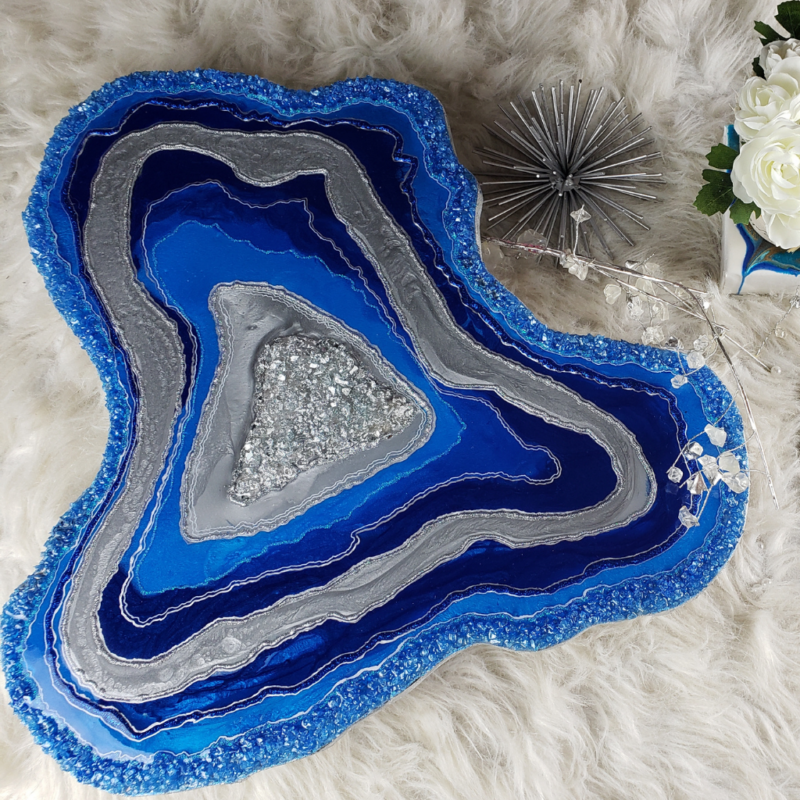 Custom Resin Geode Table Top/ Side Table / End Table / Coffee Table  - $400
