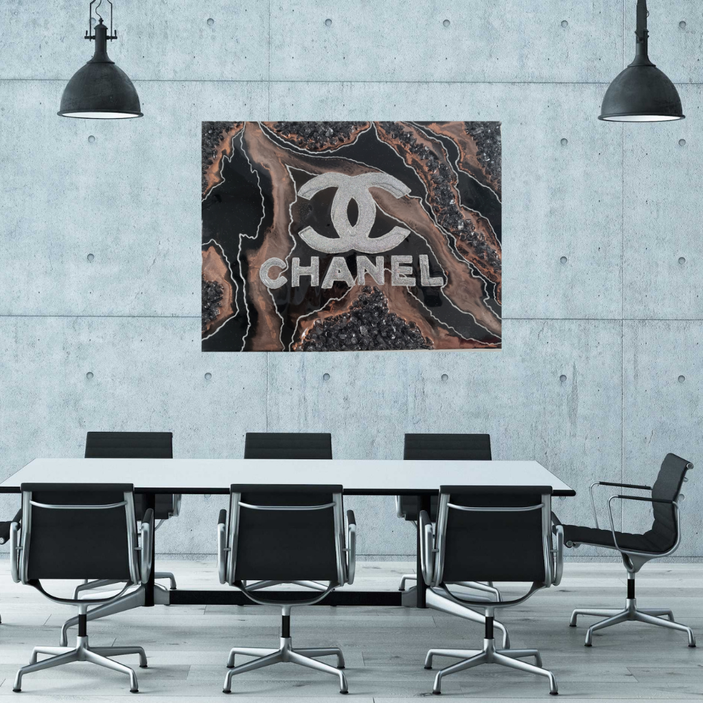 chanel glitter wall art