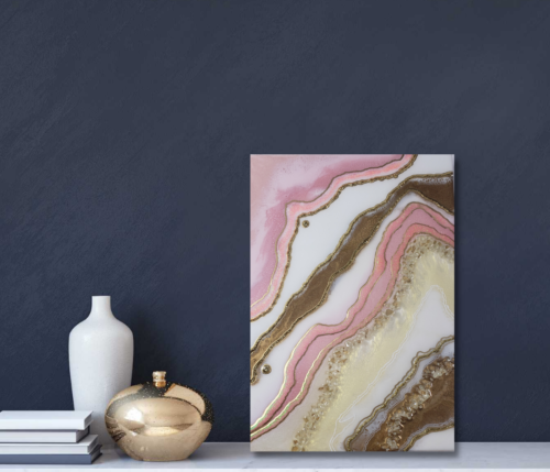 Pink White and Gold Geode Inspired Geode Wall/Shelf Decor           $190