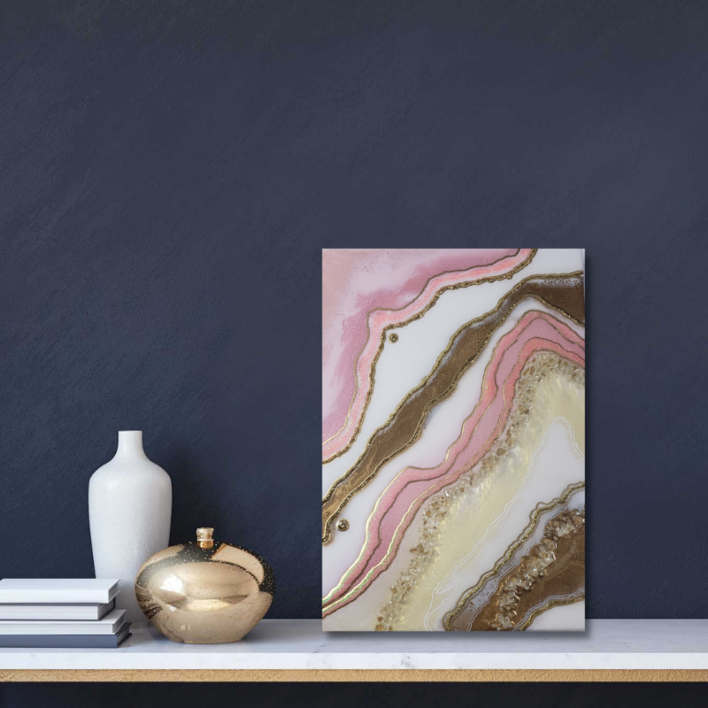 Pink White and Gold Geode Inspired Geode Wall/Shelf Decor           $190