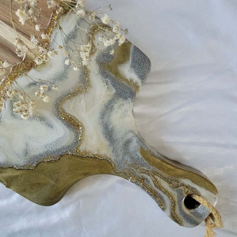 Geode Inspired Resin charcuterie board/ Cheese Board - Functional Art / Housewarming Gift - Image 4