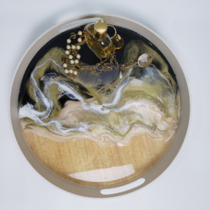 Black and Gold Resin Bamboo Tray -Jewelry Tray- Serving Tray -House Warming Gift - Wedding Gift