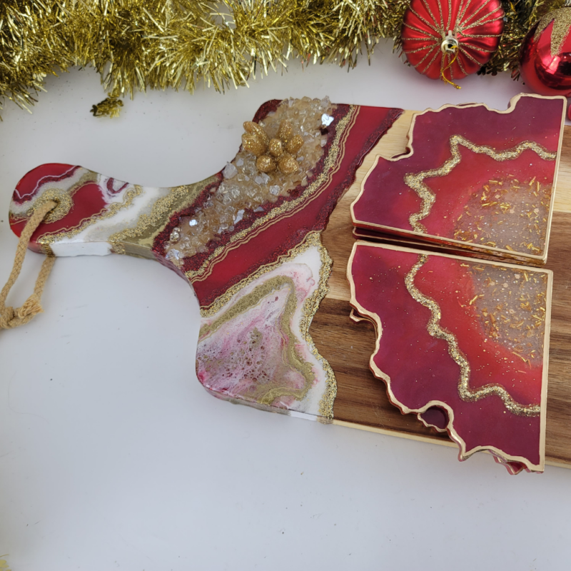 Geode Inspired Resin charcuterie board/ Cheese Board - Functional Art / Housewarming Gift - Image 4