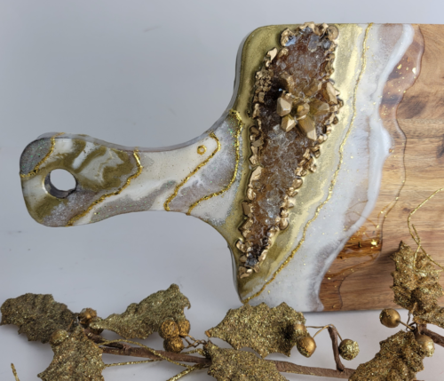 Geode Inspired Resin charcuterie board/ Cheese Board - Functional Art / Housewarming Gift