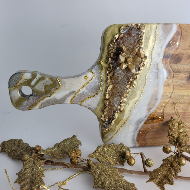 Geode Inspired Resin charcuterie board/ Cheese Board - Functional Art / Housewarming Gift